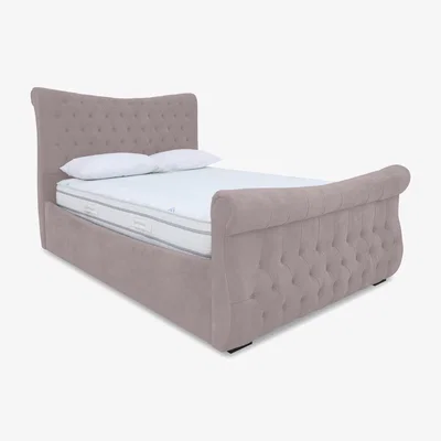 Furniture Village Sleep Story - Lance Right Hand Side Opening Ottoman Bed Frame - Small Double - Plush Lilac - Bedroom Furniture