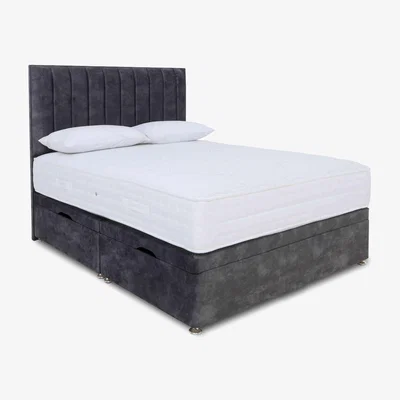 Furniture Village Sleep Story - Memory Pocket Manual Side Ottoman Divan Set - King Size - Lace Domino