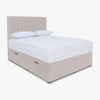 Furniture Village Sleep Story - Memory Pocket Manual Side Ottoman Divan Set - Super King - Plush Argent