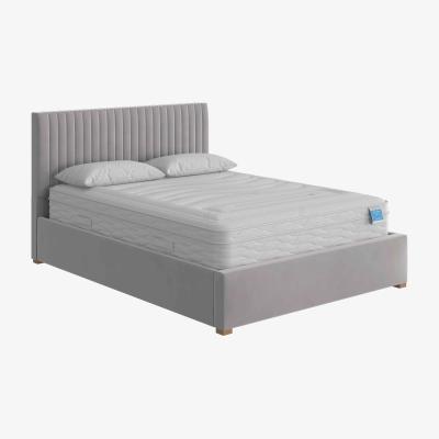Furniture Village Hugh Ottoman Bed Frame - King Size - Plush Velvet Light Silver