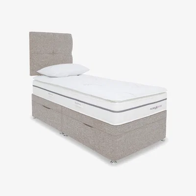 Furniture Village Sleepeezee - Memory Sense 2300 Side Ottoman Divan Set - Single - Tweed Stone