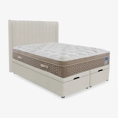 Furniture Village Sleep Story - PlushTech End Lift Ottoman Divan Set - Small Double - Plush Ecru