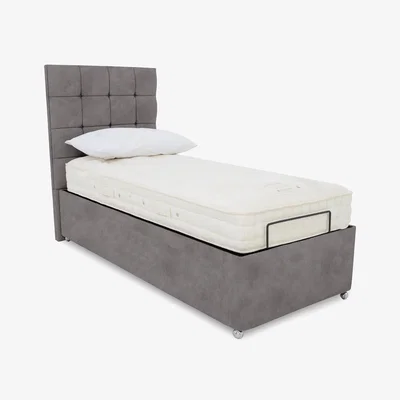 Furniture Village E-Motion Kaito Dual Adjustable Ottoman Divan Base with Massage Function and Headboard - Single - Dapple Sterling
