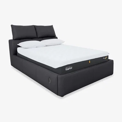 Furniture Village Tyrell HW Leather Electric Ottoman Bed Frame - King Size - Black