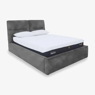 Furniture Village Stark Fabric Manual Ottoman Bed Frame - Super King - Steel Grey