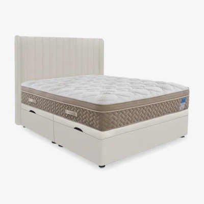Furniture Village Sleep Story - PlushTech Side Lift Ottoman Divan Set - Double - Plush Ecru