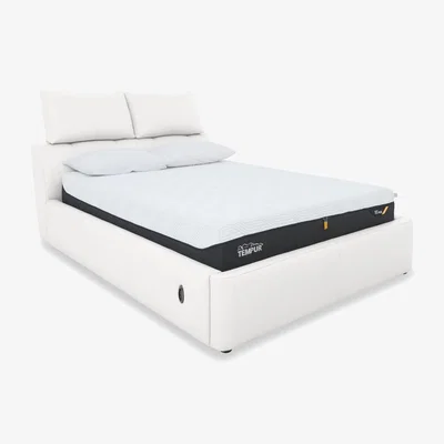 Furniture Village Tyrell HW Leather Electric Ottoman Bed Frame - Super King - Star White
