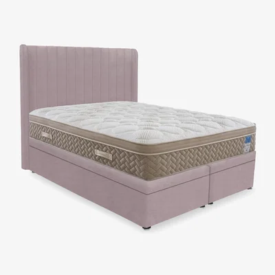 Furniture Village Sleep Story - PlushTech Electric End Lift Ottoman Divan Set - Super King - Plush Lilac