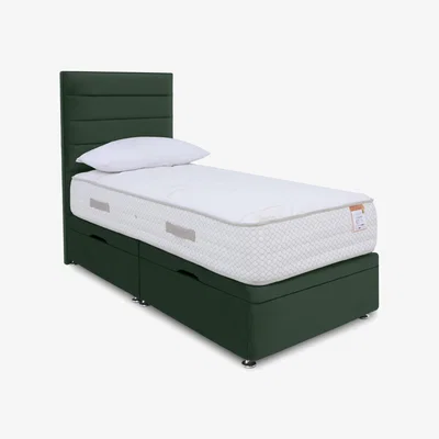 Furniture Village Sleep Story 2000 Manual Side Ottoman Divan Set - Small Single - Plush Emerald