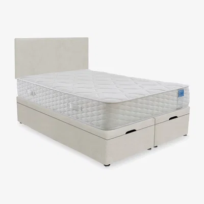 Furniture Village Sleep Story - Memory Plus End Lift Ottoman Divan Set - Double - Plush Ecru