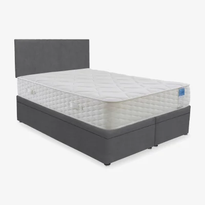 Furniture Village Sleep Story - Memory Plus Electric End Lift Ottoman Divan Set - Double - Plush Dark Grey