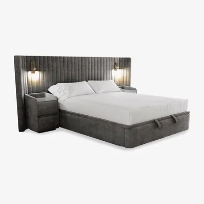 Furniture Village Hyatt End Lift Ottoman Bed Frame with Two 2 Drawer Bedside Cabinets - Super King