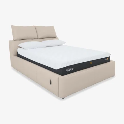 Furniture Village Tyrell BV Leather Electric Ottoman Bed Frame - Super King - Dapple Grey