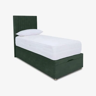 Furniture Village Sleep Story - Pocket Luxury Manual End Ottoman Divan Set - Small Single - Plush Emerald