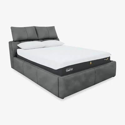 Furniture Village Tyrell Fabric Manual Ottoman Bed Frame - Super King - Steel Grey
