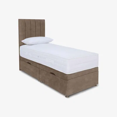 Furniture Village Sleep Story - Memory Pocket Manual Side Ottoman Divan Set - Small Single - Lace Caramel