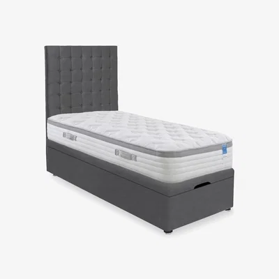Furniture Village Sleep Story - Hybrid 360 End Lift Ottoman Divan Set - Single - Plush Dark Grey