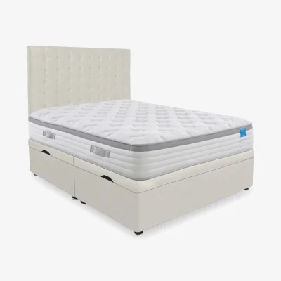 Furniture Village Sleep Story - Hybrid 360 Side Lift Ottoman Divan Set - Small Double - Plush Ecru