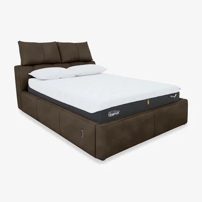 Furniture Village Tyrell Fabric Electric Ottoman Bed Frame - Super King - Dark Chocolate