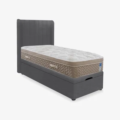 Furniture Village Sleep Story - PlushTech End Lift Ottoman Divan Set - Small Single - Plush Dark Grey