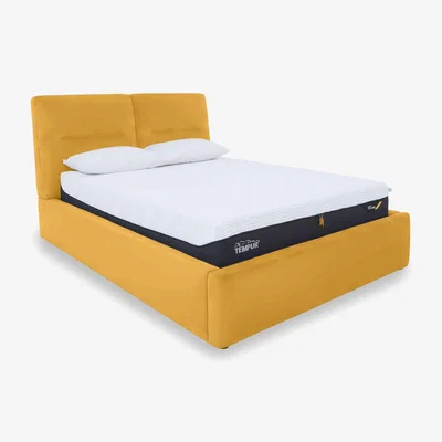 Furniture Village Stark NC Leather Manual Ottoman Bed Frame - King Size - Sunflower