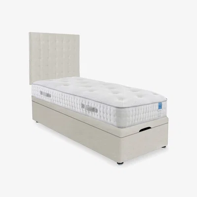 Furniture Village Sleep Story - Ergo Deluxe End Lift Ottoman Divan Set - Small Single - Plush Ecru