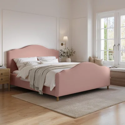 Furniture123 Pink Chenille Super King Side-Lift Ottoman Storage bed with Legs - Marie