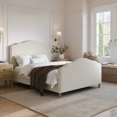 Furniture123 Beige Chenille Double Side-Lift Ottoman Storage bed with Legs - Marie