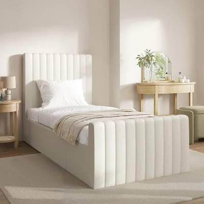 Furniture123 Cream Fabric Single Side-Lift Ottoman Bed - Khloe