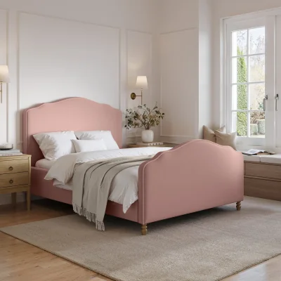 Furniture123 Pink Chenille Double Side-Lift Ottoman Storage bed with Legs - Marie