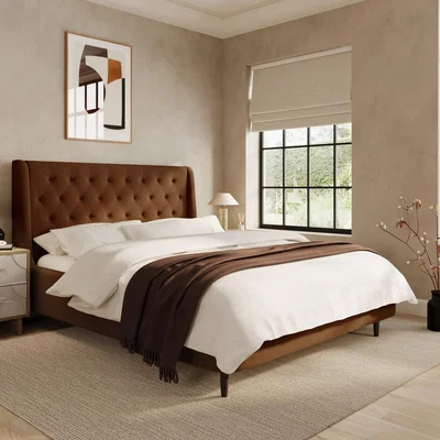 Furniture123 Burnt Orange Chenille King Size Ottoman Bed With Legs - Amara