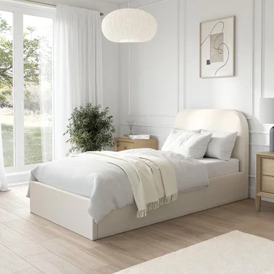 Furniture123 Cream Fabric Single Ottoman Bed Frame - Zara