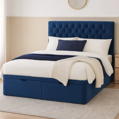 Habitat Millbrook Chester Double Fabric End Lift Ottoman Bed - Blue