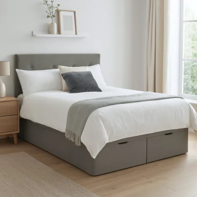 Habitat Millbrook Taylor Double Velvet EndLift Ottoman Bed - Grey