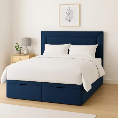 Habitat Millbrook Border Superking Fabric EndLift Ottoman Bed - Blue