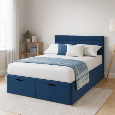 Habitat Millbrook Miller Double Velvet End Lift Ottoman Bed - Blue