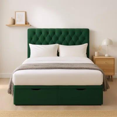 Habitat Millbrook Chester Double Fabric End Lift Ottoman Bed - Green