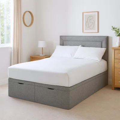 Habitat Millbrook Border Double Fabric End Lift Ottoman Bed - Grey