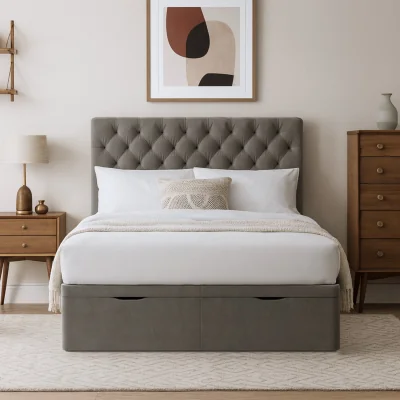 Habitat Millbrook Chester Double Fabric End Lift Ottoman Bed- Grey