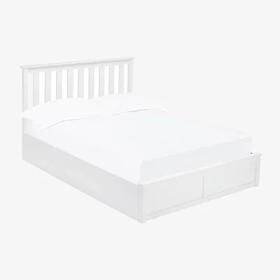 Homebase Oxford Double Ottoman Bed - White