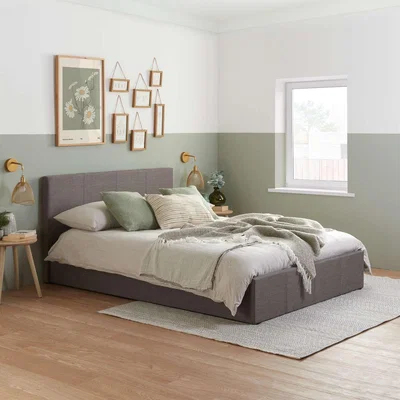 Homebase Bradwell Upholstered Double Ottoman Bed Frame - Grey