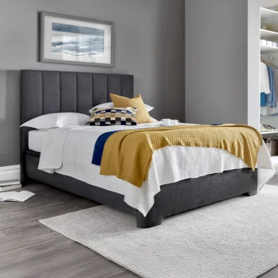 Happy Beds Medburn - Super King Size - Ottoman Storage Bed - Dark Grey - Fabric - 6ft - Happy Beds