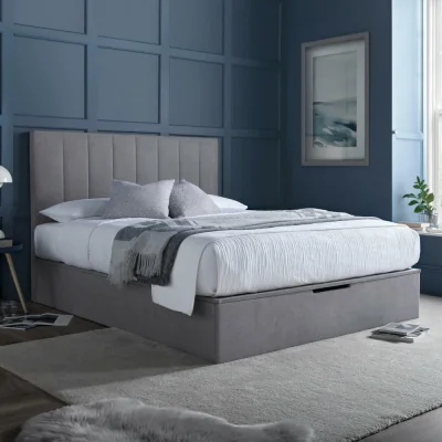 Happy Beds Lincoln Connect - Super King Size - Ottoman Storage Bed - Grey - Fabric - 6ft - Happy Beds