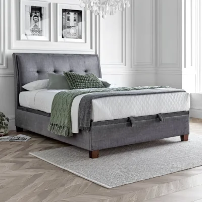 Happy Beds Accent - King Size - Ottoman Storage Bed - Vogue Grey - Fabric - 5ft - Happy Beds