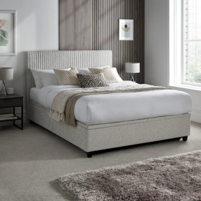 Happy Beds Avery - Super King Size - Ottoman Storage Bed -  Stone Grey - Fabric - 6ft - Happy Beds