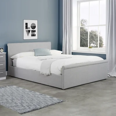Happy Beds Stratus - Small Double - Sleigh Ottoman Bed - Grey - Fabric - 4ft - Happy Beds