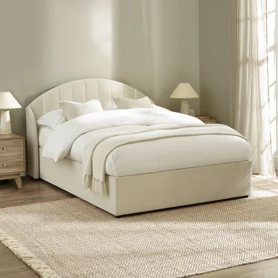 Happy Beds Sadie - Super King-Size - Ottoman Storage Bed - Natural - Velvet - 6ft