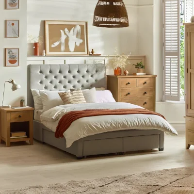 Happy Beds Wilton - Super King Size - 4 Drawer Storage Bed - Grey - Fabric - 6ft - Happy Beds