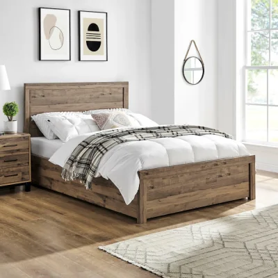 Happy Beds Rodley - Small Double - Ottoman Storage Bed - Oak - Wooden - 4ft - Happy Beds