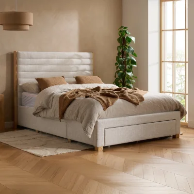 Happy Beds Arabella - King Size - 3 Drawer Storage Bed - Grey - Velvet - 5ft